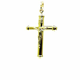 PEGASO GIOIELLI Ciondolo da Uomo in Oro Giallo 18kt (750) Pendente Croce con Cappucci, Gesù Cristo Crocifisso