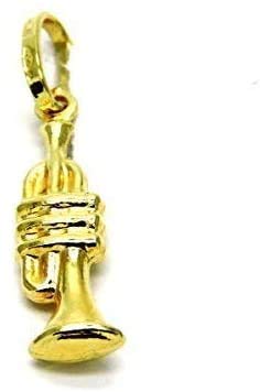 PEGASO GIOIELLI - Ciondolo Oro Giallo 18kt (750) Pendente Tromba Trombetta Strumento Musicale Uomo Donna Bambini