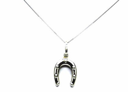 PEGASO GIOIELLI Collana da Donna in Oro Bianco 18kt (750) con Pendente a Ferro di Cavallo, Catenina Veneta, Gioiello Portafortuna