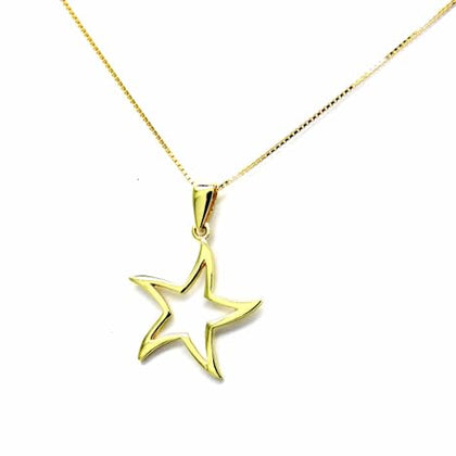 PEGASO GIOIELLI Collana Donna Oro Giallo 18kt (750) Catenina Veneta Pendente Piccola Stella Marina, Aperta