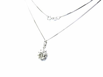 PEGASO GIOIELLI Collana da Donna in Oro Bianco 18kt (750) Catenina Veneta Pendente Piccolo Sole Sorridente