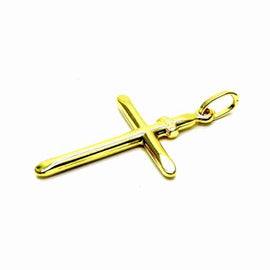 PEGASO GIOIELLI Ciondolo in Oro Giallo 18Kt (750) Pendente Croce Smussata Semplice, Uomo Donna, Bambini Battesimo