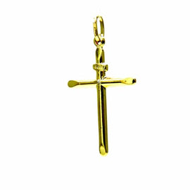 PEGASO GIOIELLI Ciondolo in Oro Giallo 18Kt (750) Pendente Croce Smussata Semplice, Uomo Donna, Bambini Battesimo