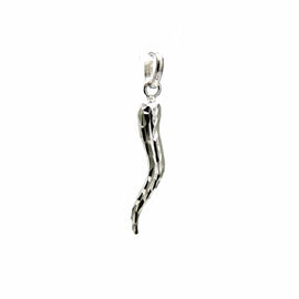 PEGASO GIOIELLI Ciondolo Portafortuna Corno in Oro Bianco 18kt (750), Pendente Cornetto Unisex