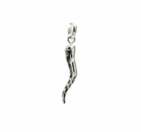 PEGASO GIOIELLI Ciondolo Portafortuna Corno in Oro Bianco 18kt (750), Pendente Cornetto Unisex