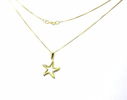 PEGASO GIOIELLI Collana Donna Oro Giallo 18kt (750) Catenina Veneta Pendente Piccola Stella Marina, Aperta