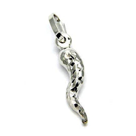 PEGASO GIOIELLI Ciondolo Oro Bianco 18kt (750) Pendente Corno Cornetto Portafortuna Uomo Donna Bambini