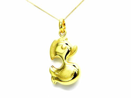 PEGASO GIOIELLI Collana da Donna in Oro Giallo 18kt (750) Catenina Veneziana con Pendente Papera, Anatroccolo