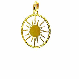 PEGASO GIOIELLI Ciondolo da Donna in Oro Giallo 18kt (750), Pendente Sole e Raggi nel Cerchio