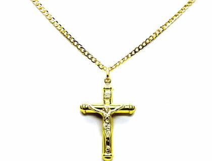 PEGASO GIOIELLI Collana Uomo in Oro Giallo 18kt (750) Catena Grumetta Cm 50 Pendente Croce Cappucci con Cristo