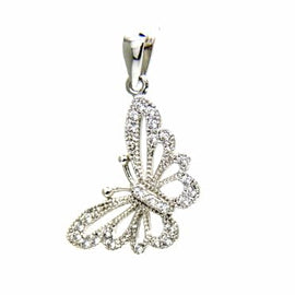 PEGASO GIOIELLI Ciondolo in Oro Bianco 18kt (750) Pendente Farfalla Farfallina con Zirconi, Donna Ragazza