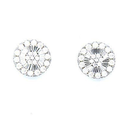 PEGASO GIOIELLI Orecchini Donna Argento Rodiato 925 Sterling Fiorellini Disco a Lobo con Zirconi