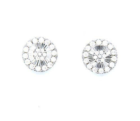 PEGASO GIOIELLI Orecchini Donna Argento Rodiato 925 Sterling Fiorellini Disco a Lobo con Zirconi