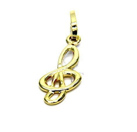 PEGASO GIOIELLI Ciondolo in Oro Giallo 18kt (750) Pendente Nota Musicale Chiave di Sol Donna Uomo Bambini