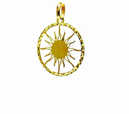 PEGASO GIOIELLI Ciondolo da Donna in Oro Giallo 18kt (750), Pendente Sole e Raggi nel Cerchio