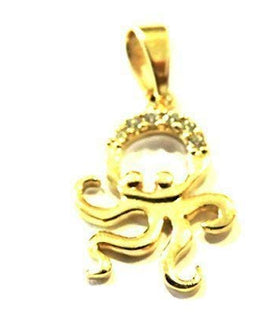 PEGASO GIOIELLI Ciondolo Oro Giallo 18kt (750) Pendente Polipo Polipetto con Zirconi Donna Ragazza Bambina