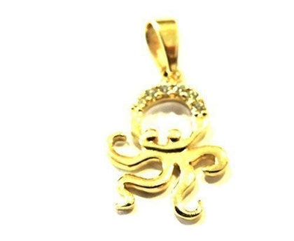 PEGASO GIOIELLI Ciondolo Oro Giallo 18kt (750) Pendente Polipo Polipetto con Zirconi Donna Ragazza Bambina