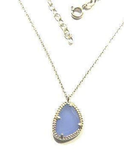 Collana Donna Argento 925 Rodiata con Pendente Cristallo Blu