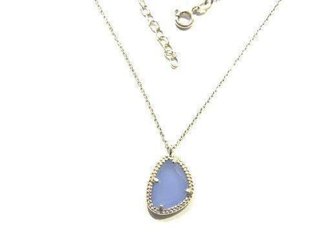 Collana Donna Argento 925 Rodiata con Pendente Cristallo Blu