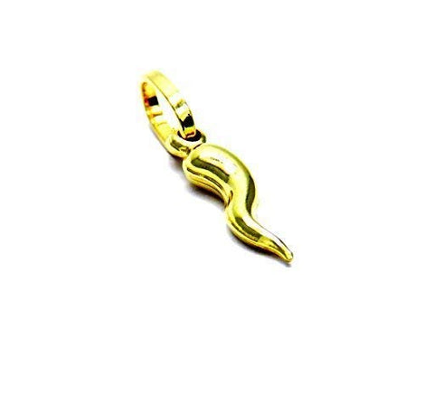 PEGASO GIOIELLI - Ciondolo Oro Giallo 18kt (750) Pendente Piccolo Corno Cornetto Lucido Mini Portafortuna Uomo Donna Bambini