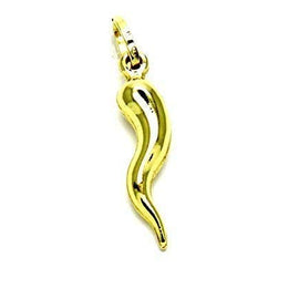 PEGASO GIOIELLI - Ciondolo da Uomo in Oro Giallo 18kt (750) Pendente Corno Cornetto Lucido Portafortuna - Donna Ragazzo