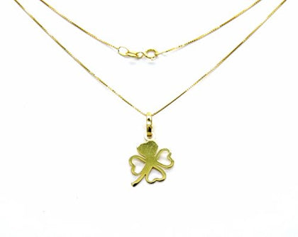 PEGASO GIOIELLI Collana da Donna in Oro Giallo 18kt (750) Catenina Veneta Pendente Quadrifoglio, Portafortuna