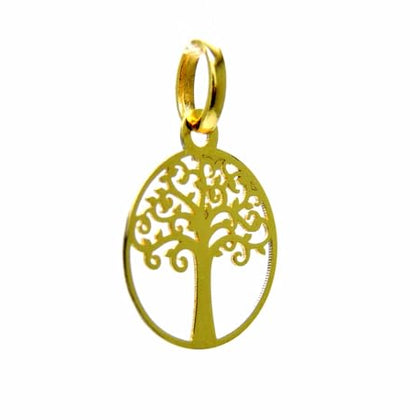 PEGASO GIOIELLI Ciondolo Da Donna in Oro Bianco Giallo 18kt (750) Pendente Albero della Vita Bicolore