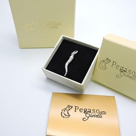 PEGASO GIOIELLI Ciondolo Portafortuna Corno in Oro Bianco 18kt (750), Pendente Cornetto Unisex