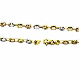 PEGASO GIOIELLI Bracciale in Oro 18kt (750) Tricolore, Maglia Marina Marinara, 19 cm, per Donna e Ragazzo