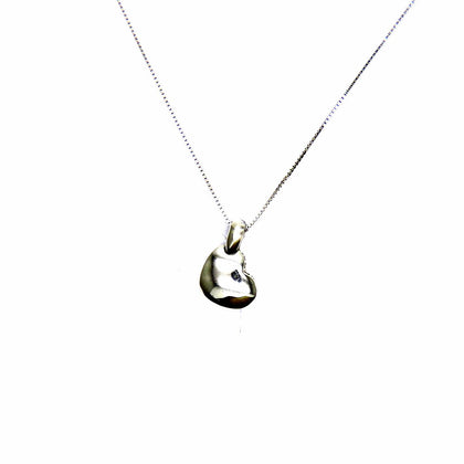 PEGASO GIOIELLI Collana da Donna in Oro Bianco 18kt (750) Catenina Veneta Pendente Piccolo Cuore Cuoricino Lucido
