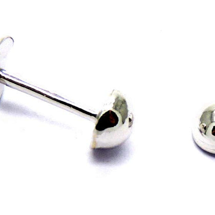 PEGASO GIOIELLI Orecchini Oro Bianco 18kt (750) Piccole Palline Mezza Sfera Tappafori a Lobo Donna Uomo Bambini