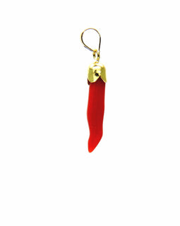 PEGASO GIOIELLI Ciondolo in Oro Giallo 18kt (750) Pendente Corno Cornetto Portafortuna Corallo Rosso