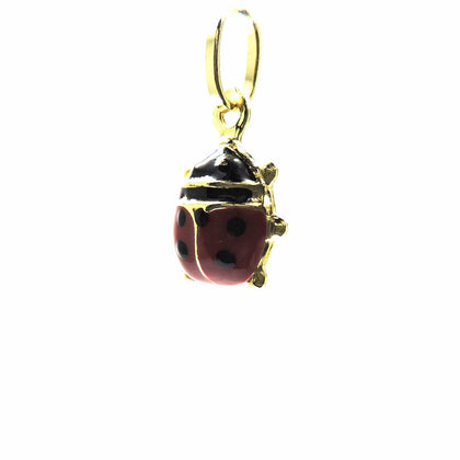 PEGASO GIOIELLI Ciondolo Oro Giallo 18kt (750) Pendente Coccinella Smaltata Rossa Portafortuna Donna Bambina