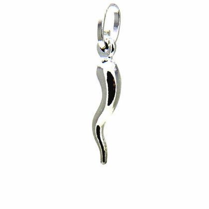 PEGASO GIOIELLI Ciondolo Oro Bianco 18kt (750) Pendente Corno Cornetto Lucido Portafortuna Uomo Donna