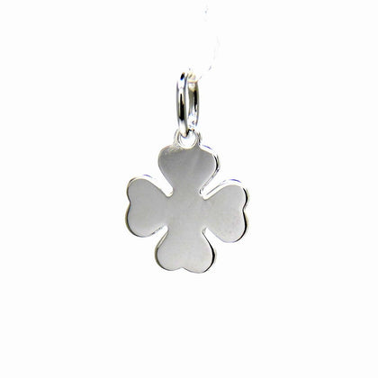 PEGASO GIOIELLI Ciondolo da Donna in Oro Bianco 18kt (750) Pendente Piccolo Quadrifoglio, Portafortuna