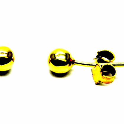 PEGASO GIOIELLI Orecchini Oro Giallo 18kt (750) Palline Sferette Lucide Tappafori a Lobo mm 4 Donna Ragazza Bambina