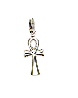 PEGASO GIOIELLI - Ciondolo Oro Bianco 18kt (750) Pendente Piccola Croce della Vita Uomo Donna Bambini