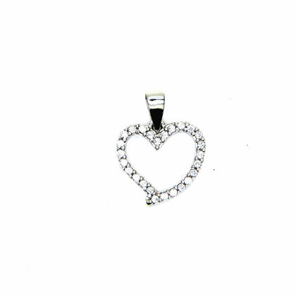 PEGASO GIOIELLI Ciondolo da Donna in Oro Bianco 18kt (750) Pendente Cuore Cuoricino Aperto con Zirconi Moda