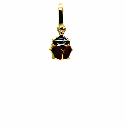 PEGASO GIOIELLI - Ciondolo Oro Giallo 18kt (750) Pendente Piccola Coccinella Smaltata Rossa Mini Charms Ragazza Bambina