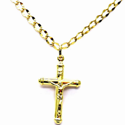 PEGASO GIOIELLI Collana Uomo Donna in Oro Giallo 18kt (750) Catena Cm 50 Pendente Religioso Croce Cristo Cappucci