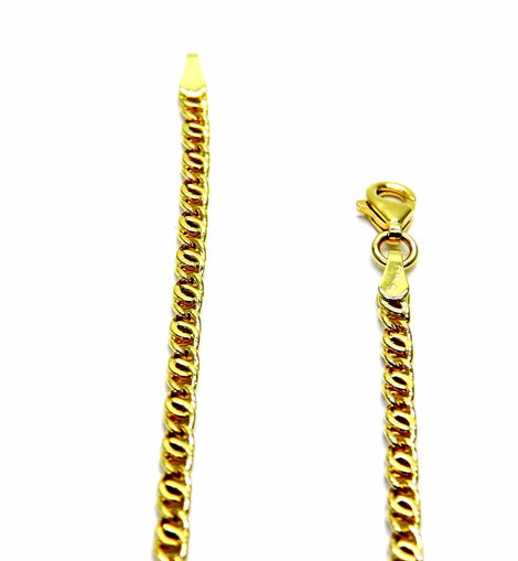 PEGASO GIOIELLI Collana Uomo in Oro Giallo 18kt (750) Catena Maglia Tigre Cm 50 Catenina Classica Donna Bambini