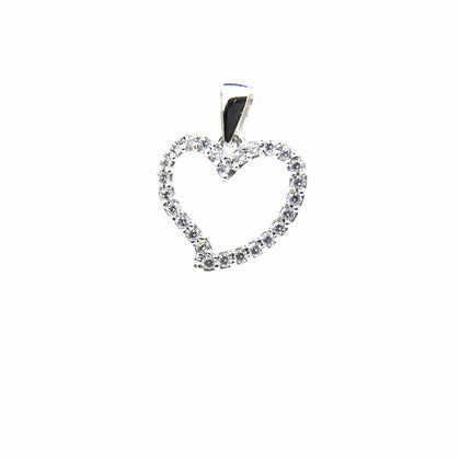 PEGASO GIOIELLI Ciondolo da Donna in Oro Bianco 18kt (750) Pendente Cuore Cuoricino Aperto con Zirconi Moda