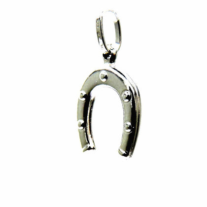 PEGASO GIOIELLI Ciondolo in Oro Bianco 18kt (750) Pendente Ferro di Cavallo Portafortuna Uomo Donna Bambini