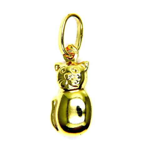 PEGASO GIOIELLI - Ciondolo da Donna in Oro Giallo 18kt (750) Pendente Piccolo Gatto Gattino Lucido