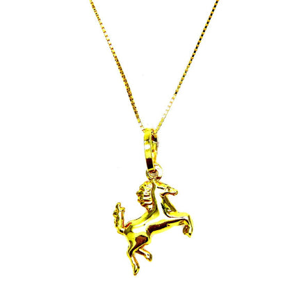 PEGASO GIOIELLI - Collana Donna in Oro Giallo 18kt (750) Catenina Veneta Pendente Cavallo Cavallino Rampante Lucido - Ragazza Bambini