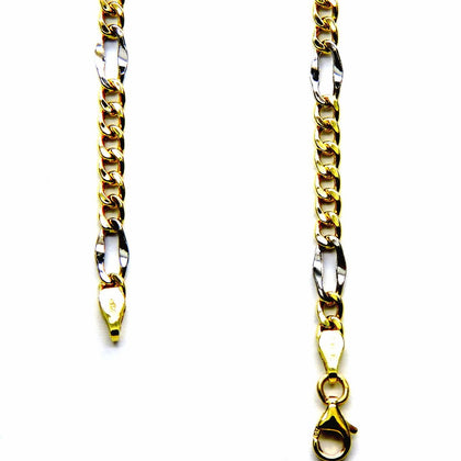 PEGASO GIOIELLI Collana Uomo in Oro Giallo Bianco 18kt (750) Catena Maglia Figaro Cm 50 Catenina Classica Bicolore