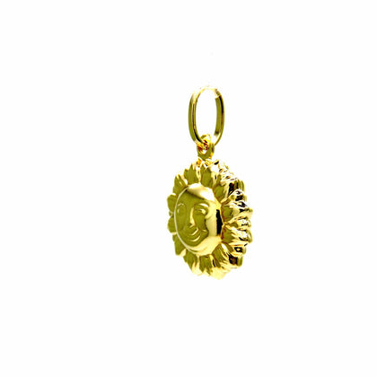 PEGASO GIOIELLI Ciondolo da Donna Ragazza Bambina in Oro Giallo 18kt (750) Pendente Sole Lucido Sorridente Doppio Lato