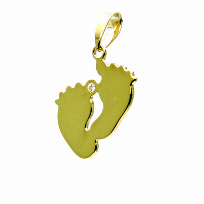 PEGASO GIOIELLI - Ciondolo da Donna in Oro Giallo 18kt (750) Pendente Piedi Piedini con Zircone