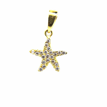 PEGASO GIOIELLI Ciondolo Donna in Oro Giallo 18kt (750) Pendente Piccola Stella Marina Mini Charm Zirconi