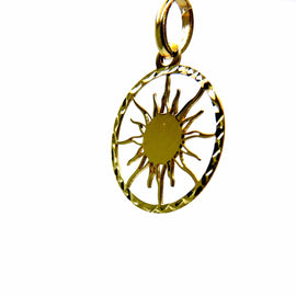 PEGASO GIOIELLI Ciondolo da Donna in Oro Giallo 18kt (750) Pendente Raggi di Sole nel Cerchio